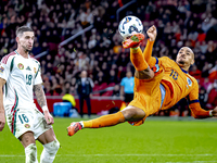 Netherlands forward Donyell Malen participates in the match between the Netherlands and Hungary at the Johan Cruijff ArenA for the UEFA Nati...