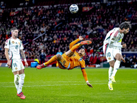 Netherlands forward Donyell Malen participates in the match between the Netherlands and Hungary at the Johan Cruijff ArenA for the UEFA Nati...