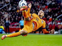 Netherlands forward Donyell Malen participates in the match between the Netherlands and Hungary at the Johan Cruijff ArenA for the UEFA Nati...