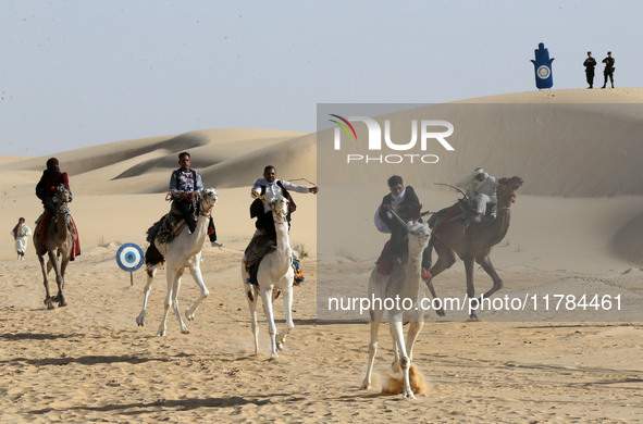 The photo, taken in Oued Souf, Algeria, on November 16, 2024, shows the Camel Festival during the 6th International Festival of Saharan Tour...