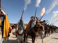 The photo, taken in Oued Souf, Algeria, on November 16, 2024, shows the Camel Festival during the 6th International Festival of Saharan Tour...