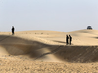 The photo, taken in Oued Souf, Algeria, on November 16, 2024, shows the Algerian National Gendarmerie during the 6th International Saharan T...