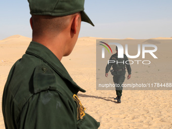 The photo, taken in Oued Souf, Algeria, on November 16, 2024, shows the Algerian National Gendarmerie during the 6th International Saharan T...