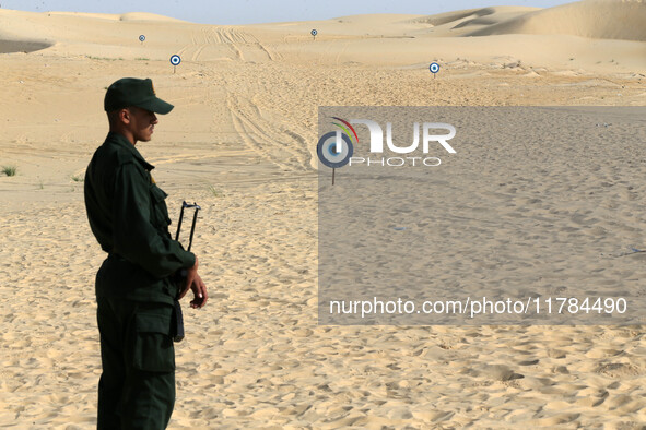 The photo, taken in Oued Souf, Algeria, on November 16, 2024, shows the Algerian National Gendarmerie during the 6th International Saharan T...