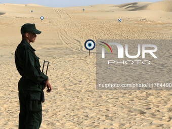 The photo, taken in Oued Souf, Algeria, on November 16, 2024, shows the Algerian National Gendarmerie during the 6th International Saharan T...