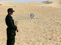 The photo, taken in Oued Souf, Algeria, on November 16, 2024, shows the Algerian National Gendarmerie during the 6th International Saharan T...