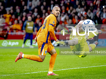 Netherlands forward Donyell Malen plays during the match between the Netherlands and Hungary at the Johan Cruijff ArenA for the UEFA Nations...