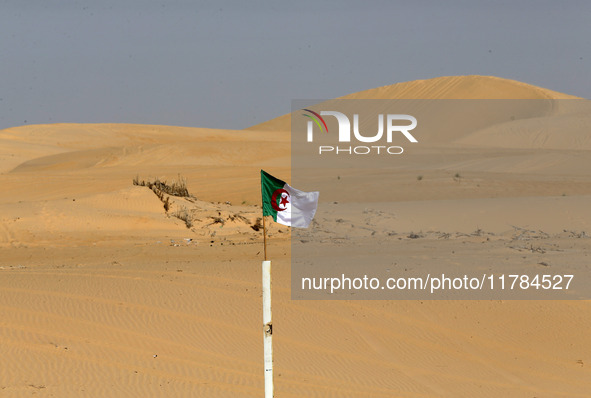 The photo, taken in Oued Souf, Algeria, on November 16, 2024, shows golden dunes during the 6th International Saharan Tourism Festival (FITS...