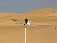 The photo, taken in Oued Souf, Algeria, on November 16, 2024, shows golden dunes during the 6th International Saharan Tourism Festival (FITS...