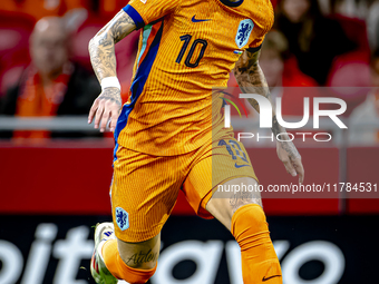 Netherlands forward Noa Lang participates in the match between the Netherlands and Hungary at the Johan Cruijff ArenA for the UEFA Nations L...