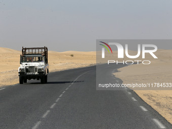 The photo, taken in Oued Souf, Algeria, on November 16, 2024, shows golden dunes during the 6th International Saharan Tourism Festival (FITS...