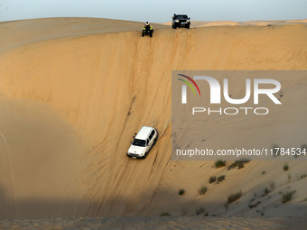 The photo, taken in Oued Souf, Algeria, on November 16, 2024, shows golden dunes during the 6th International Saharan Tourism Festival (FITS...