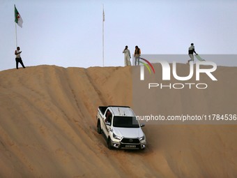 The photo, taken in Oued Souf, Algeria, on November 16, 2024, shows golden dunes during the 6th International Saharan Tourism Festival (FITS...