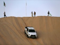 The photo, taken in Oued Souf, Algeria, on November 16, 2024, shows golden dunes during the 6th International Saharan Tourism Festival (FITS...