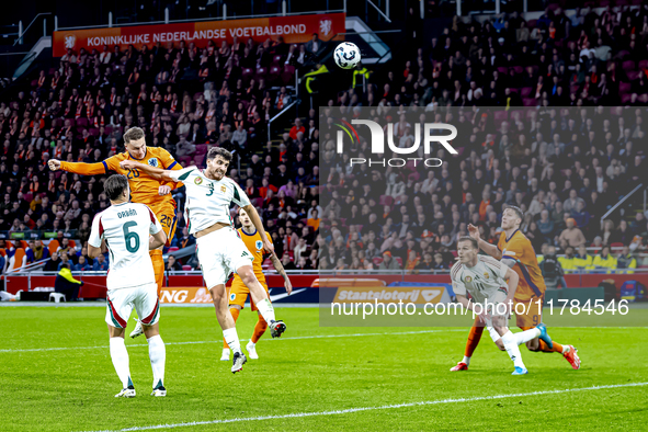 Netherlands midfielder Teun Koopmeiners scores the 4-0 during the match between the Netherlands and Hungary at the Johan Cruijff ArenA for t...