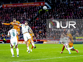 Netherlands midfielder Teun Koopmeiners scores the 4-0 during the match between the Netherlands and Hungary at the Johan Cruijff ArenA for t...