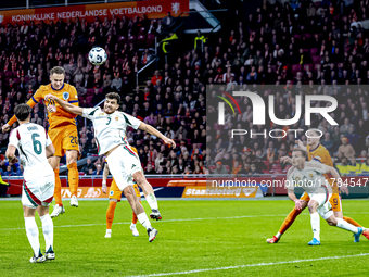 Netherlands midfielder Teun Koopmeiners scores the 4-0 during the match between the Netherlands and Hungary at the Johan Cruijff ArenA for t...