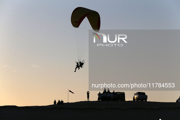 The photo, taken in Oued Souf, Algeria, on November 16, 2024, shows a sunset during the 6th International Saharan Tourism Festival (FITS). O...