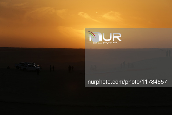 The photo, taken in Oued Souf, Algeria, on November 16, 2024, shows a sunset during the 6th International Saharan Tourism Festival (FITS). O...