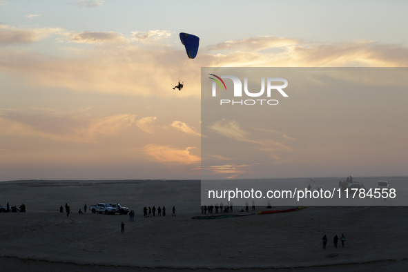 The photo, taken in Oued Souf, Algeria, on November 16, 2024, shows a sunset during the 6th International Saharan Tourism Festival (FITS). O...