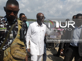 Lucky Orimisan Aiyedatiwa, Governor of Ondo State and Governorship candidate of the All Progressives Congress (APC), arrives at the polling...