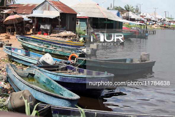 An inactive jetty is present during the 2024 Governorship election for Ondo State in Obenla, Ilaje, Local Government Area, Ondo State, Niger...