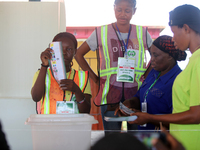 INEC officials count election results at Ward 2, Unity 8 during the 2024 Governorship election for Ondo State in Ugbonla, Ilaje, Local Gover...