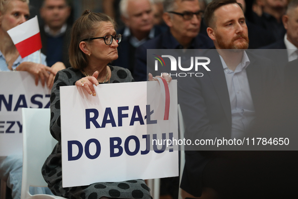 Rafal Trzaskowski, a presidential candidate in the primaries, meets at Hala Com-Com in Nowa Huta in Krakow, Poland, on November 16, 2024. Ma...