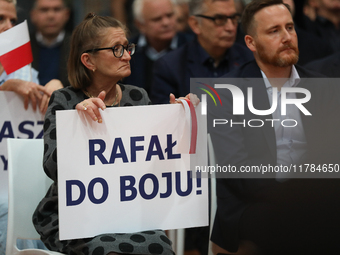 Rafal Trzaskowski, a presidential candidate in the primaries, meets at Hala Com-Com in Nowa Huta in Krakow, Poland, on November 16, 2024. Ma...