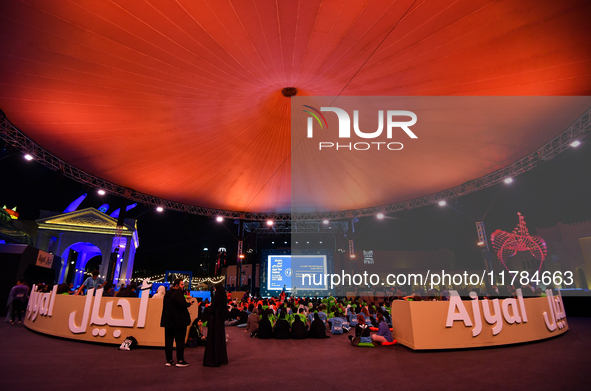 A view from outside the opening night of the Ajyal Film Festival 2024 presented by the Doha Film Institute at Katara Cultural Village in Doh...