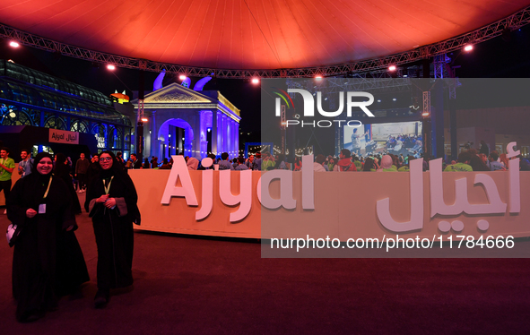 A view from outside the opening night of the Ajyal Film Festival 2024 presented by the Doha Film Institute at Katara Cultural Village in Doh...