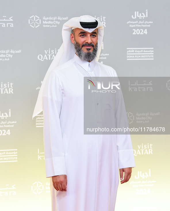 Abdulla Al Mosallam, CAO of Ajyal Film Festival, attends the 'Sudan, Remember Us' red carpet during the screening on the opening night of th...