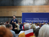 In Krakow, Poland, on November 16, 2024, Rafal Trzaskowski, a candidate for president in the primaries, attends a meeting at Hala Com-Com Zo...