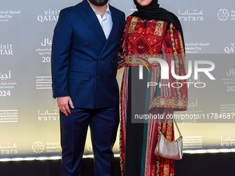 Directors Obada Al-Jarbi and a guest attend the ''Sudan, Remember Us'' red carpet during the screening on the opening night of the Ajyal Fil...