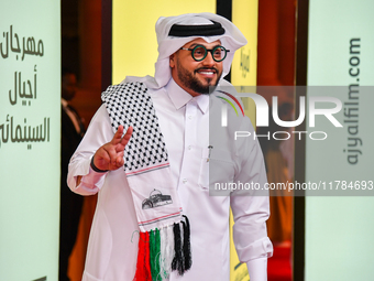 Qatari artist Hamad Al-Ammari attends the 'Sudan, Remember Us' red carpet during the screening on the opening night of the Ajyal Film Festiv...