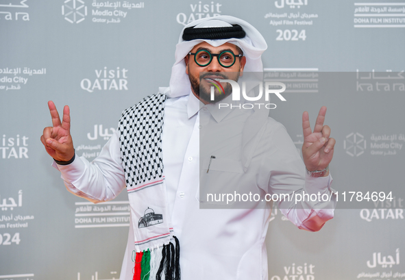 Qatari artist Hamad Al-Ammari attends the 'Sudan, Remember Us' red carpet during the screening on the opening night of the Ajyal Film Festiv...