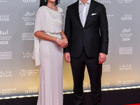 Turkish actress Esra Bilgic (L) attends the 'Sudan, Remember Us' red carpet during the screening on the opening night of the Ajyal Film Fest...