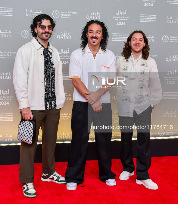 American singer Anees Mokhiber (center) attends the 'Sudan, Remember Us' red carpet during the screening on the opening night of the Ajyal F...