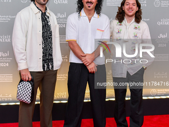 American singer Anees Mokhiber (center) attends the 'Sudan, Remember Us' red carpet during the screening on the opening night of the Ajyal F...