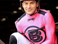 Jockey Sahin Civaci rides Wickenheiser out of the paddock ahead of the first race at Woodbine Racetrack in Toronto, Canada, on November 16,...