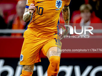 Netherlands forward Noa Lang participates in the match between the Netherlands and Hungary at the Johan Cruijff ArenA for the UEFA Nations L...