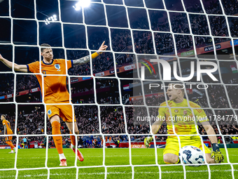 Netherlands midfielder Teun Koopmeiners scores the 4-0 during the match between the Netherlands and Hungary at the Johan Cruijff ArenA for t...