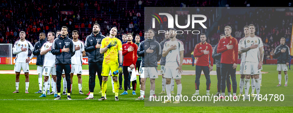 Players of Hungary appear dejected after losing the game during the match between the Netherlands and Hungary at the Johan Cruijff ArenA for...