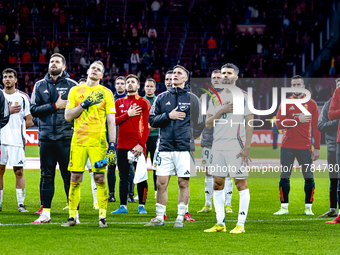 Players of Hungary appear dejected after losing the game during the match between the Netherlands and Hungary at the Johan Cruijff ArenA for...