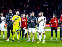 Players of Hungary appear dejected after losing the game during the match between the Netherlands and Hungary at the Johan Cruijff ArenA for...