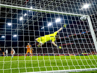 Netherlands midfielder Teun Koopmeiners scores the 4-0 during the match between the Netherlands and Hungary at the Johan Cruijff ArenA for t...