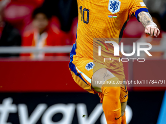 Netherlands forward Noa Lang participates in the match between the Netherlands and Hungary at the Johan Cruijff ArenA for the UEFA Nations L...