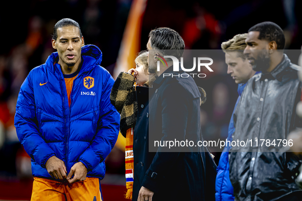 Netherlands defender Virgil van Dijk plays during the match between the Netherlands and Hungary at the Johan Cruijff ArenA for the UEFA Nati...