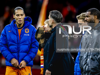 Netherlands defender Virgil van Dijk plays during the match between the Netherlands and Hungary at the Johan Cruijff ArenA for the UEFA Nati...