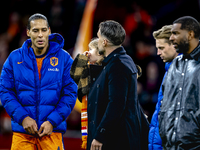 Netherlands defender Virgil van Dijk plays during the match between the Netherlands and Hungary at the Johan Cruijff ArenA for the UEFA Nati...